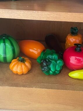 Murano Handblown Glass Fruit & Vegetables in Green, Orange, Red, Yellow